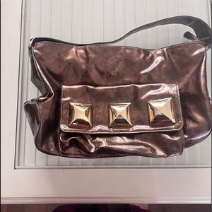 Gorgeous Vintage Cache bag Easily carried on shoulder EUC bronze /w gold accents